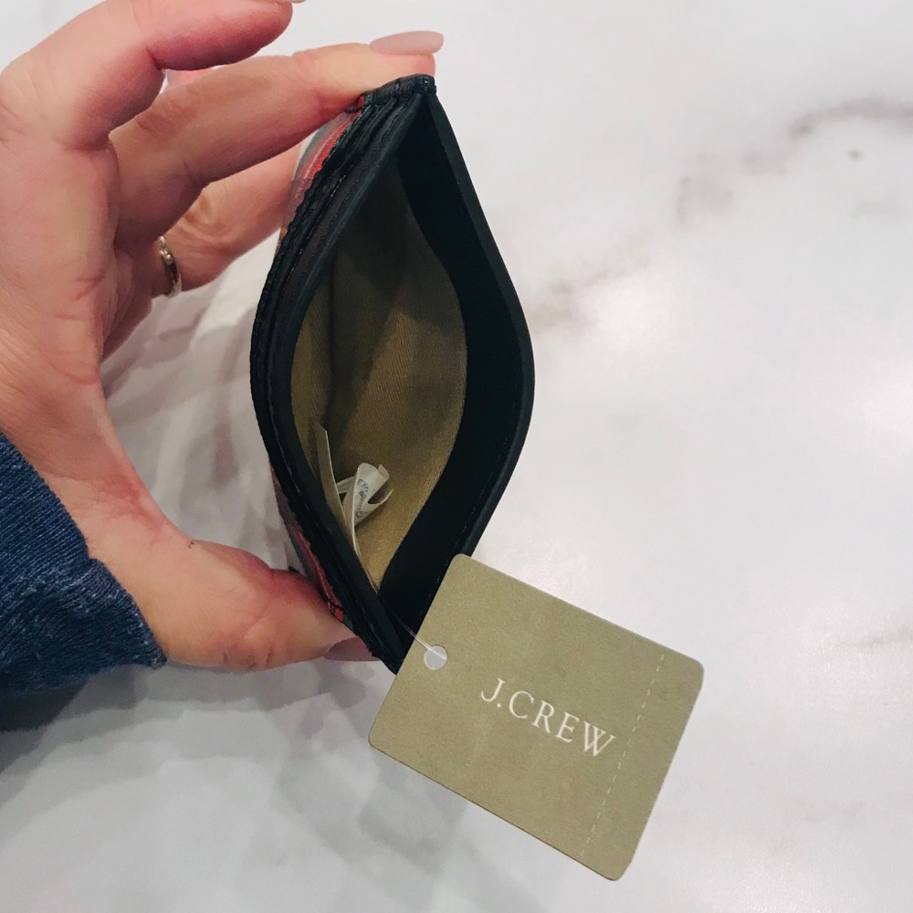 J.CREW Leather Plaid Tartan Card Holder Wallet - Picture 5 of 6